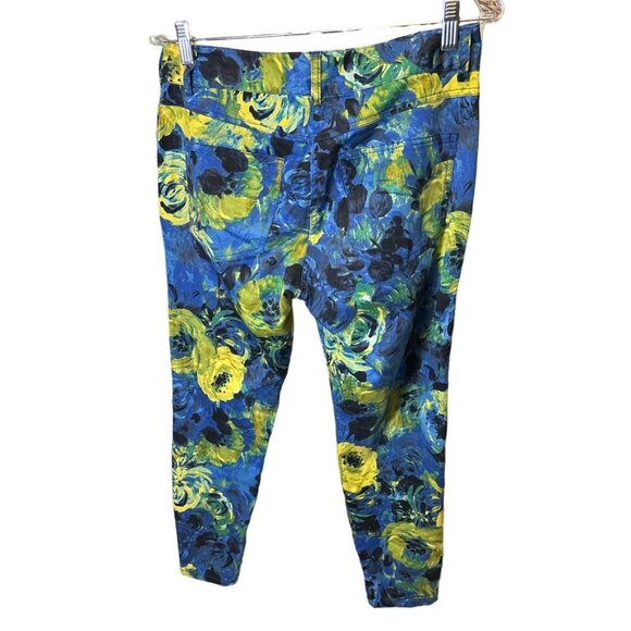 Skies the Limit Blue Yellow Floral Artsy Colorful Pants Sz 4 - Picture 2 of 9